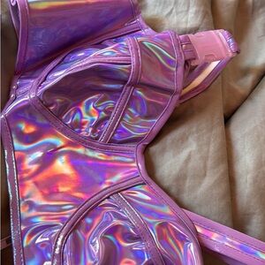 Iridescent Purple Holographic two piece